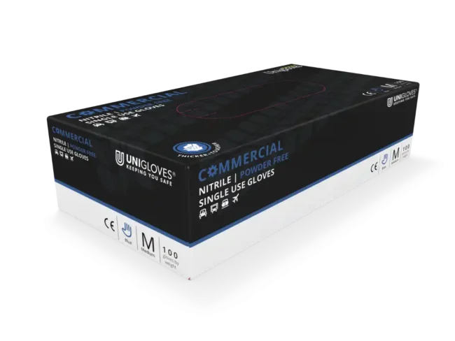 Unigloves Textured Tip Commercial Black Nitrile Gloves