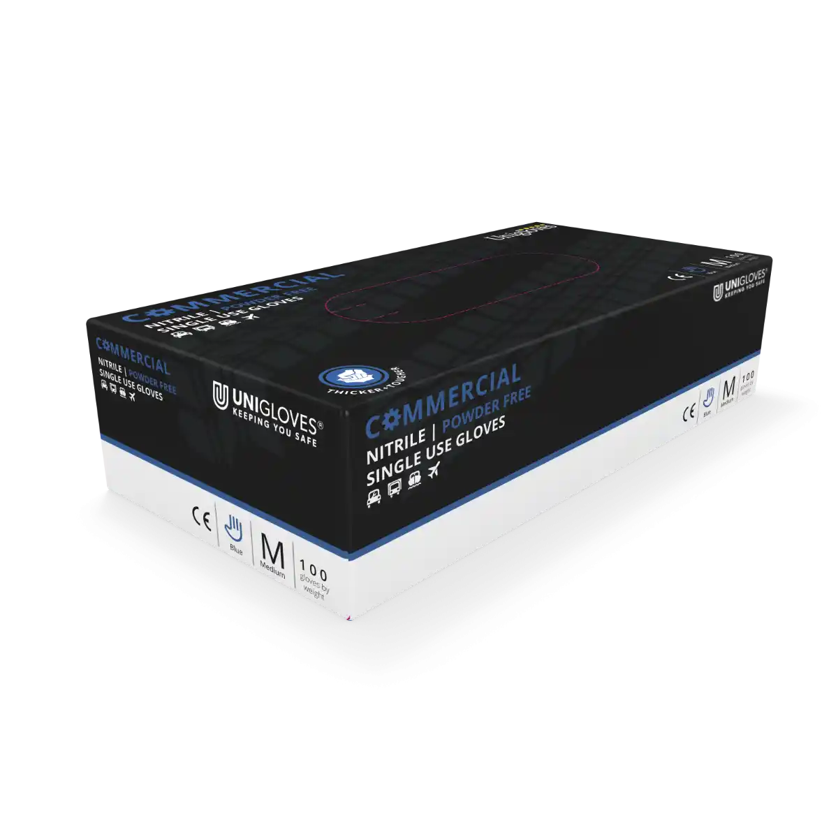Unigloves Textured Tip Commercial Black Nitrile Gloves