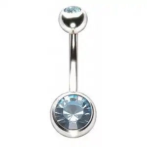 Titanium Navel Bars - Double Jewelled - AB/Crystal - 1.6 x 12mm